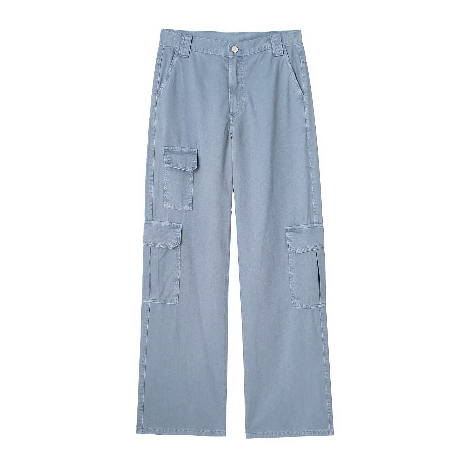 Gerade, lockere Jeanshose mit hoher Taille und weitem Bein
