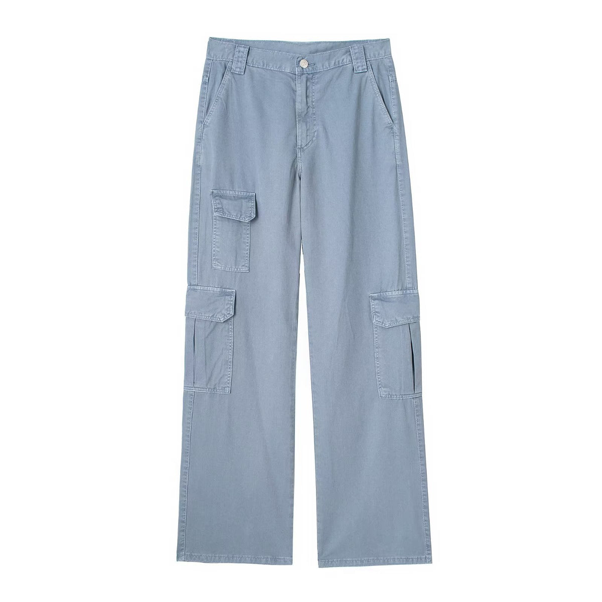 Gerade, lockere Jeanshose mit hoher Taille und weitem Bein