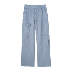 Gerade, lockere Jeanshose mit hoher Taille und weitem Bein