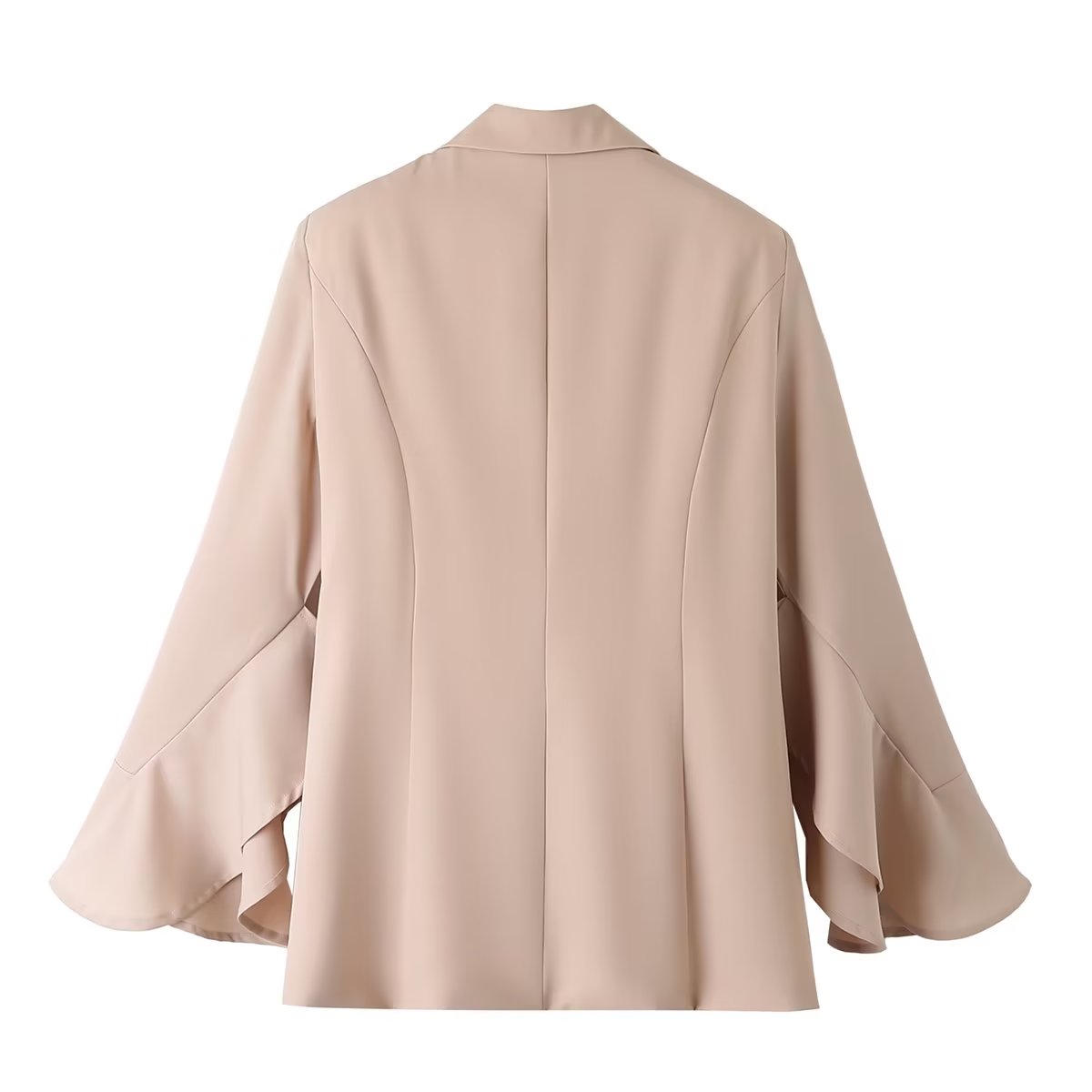 Kamelfarbener Blazer mit kleinen Ärmeln und zwei Knöpfen, mittellang