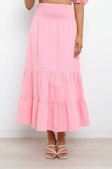 Solid Color Pleated Stitching Elastic High Waist Sheath Skirt