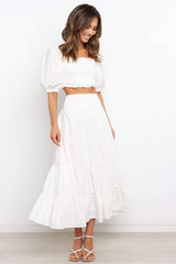 Solid Color Pleated Stitching Elastic High Waist Sheath Skirt