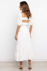 Solid Color Pleated Stitching Elastic High Waist Sheath Skirt
