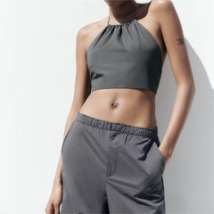Rückenfreies Camisole mit hängendem Kragen und Schleife