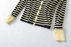 Striped Knitted Cardigan Slimming Sweater Coat