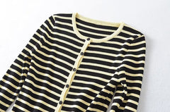 Striped Knitted Cardigan Slimming Sweater Coat