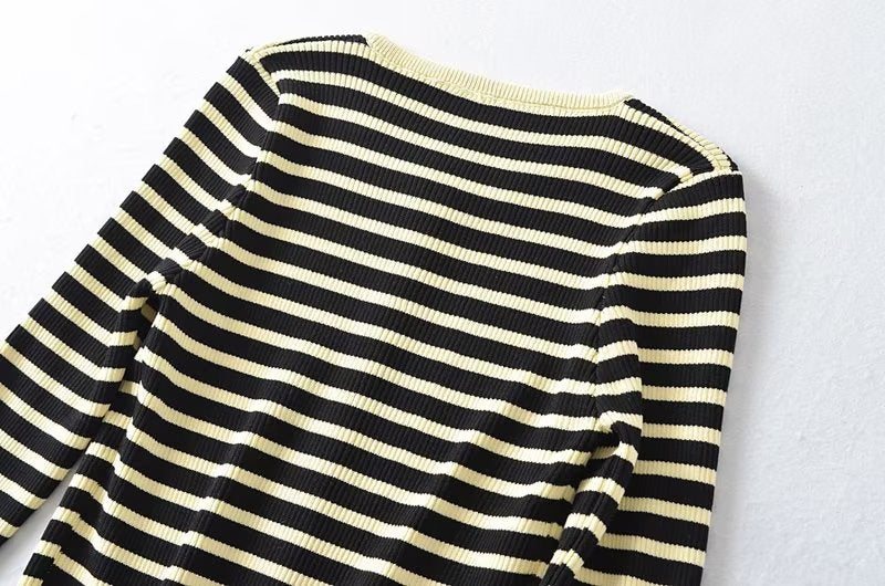 Striped Knitted Cardigan Slimming Sweater Coat