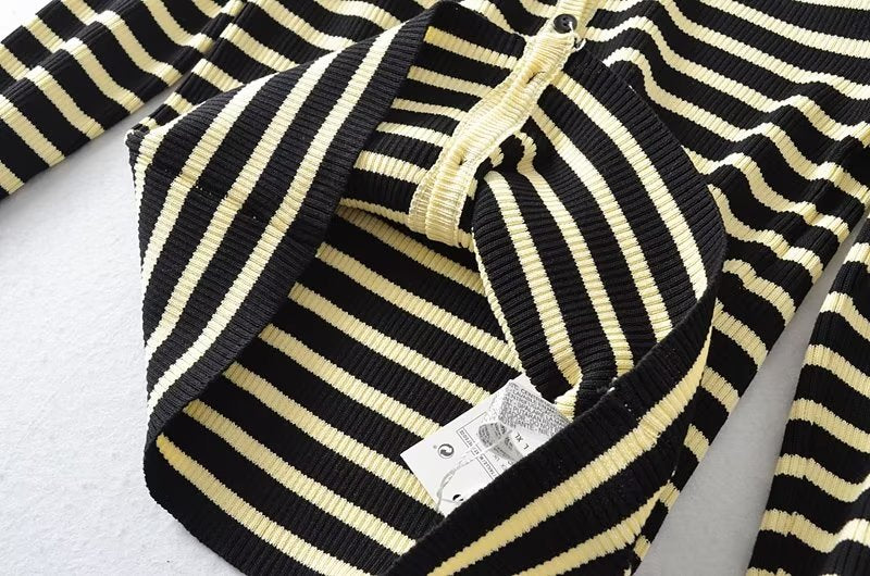 Striped Knitted Cardigan Slimming Sweater Coat