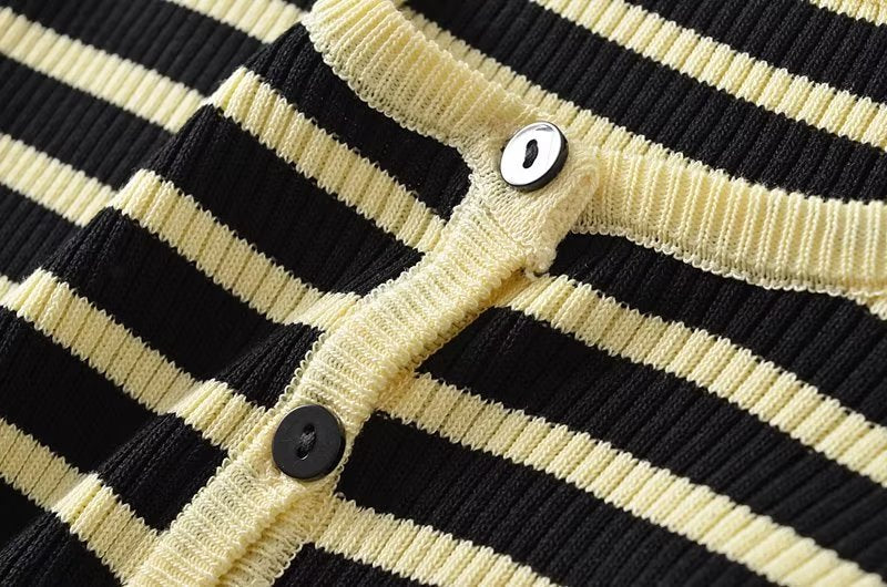 Striped Knitted Cardigan Slimming Sweater Coat