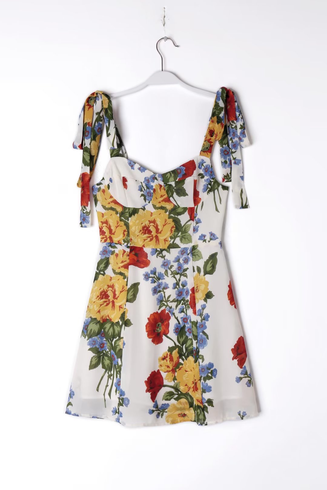 Bedrucktes Kleid Europäisches französisches Midikleid mit Puffärmeln und seitlichem Schlitz