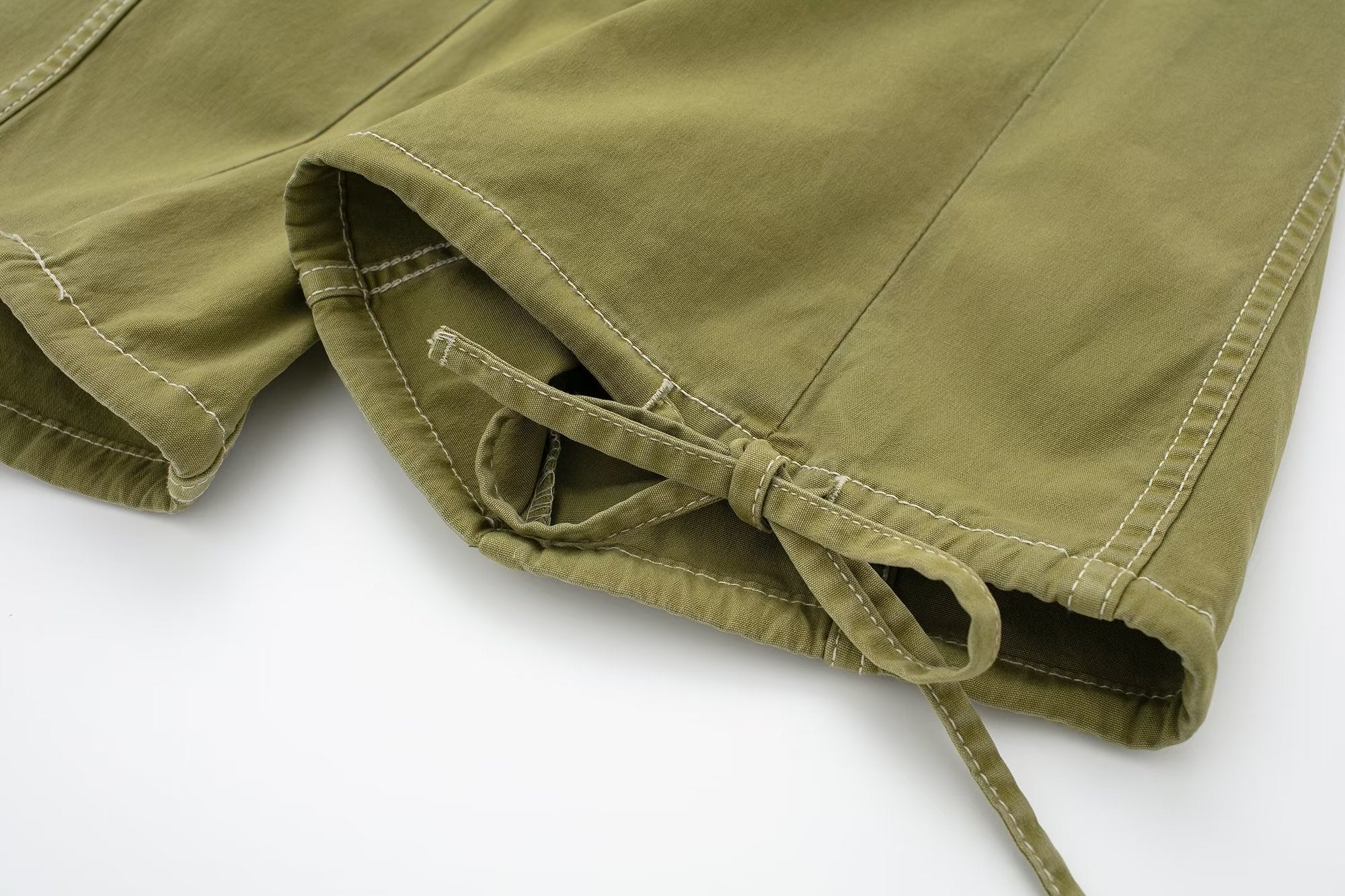 Multi Pocket High Waist Wide Leg Pants Drawstring Decoration Workwear Casual Pants