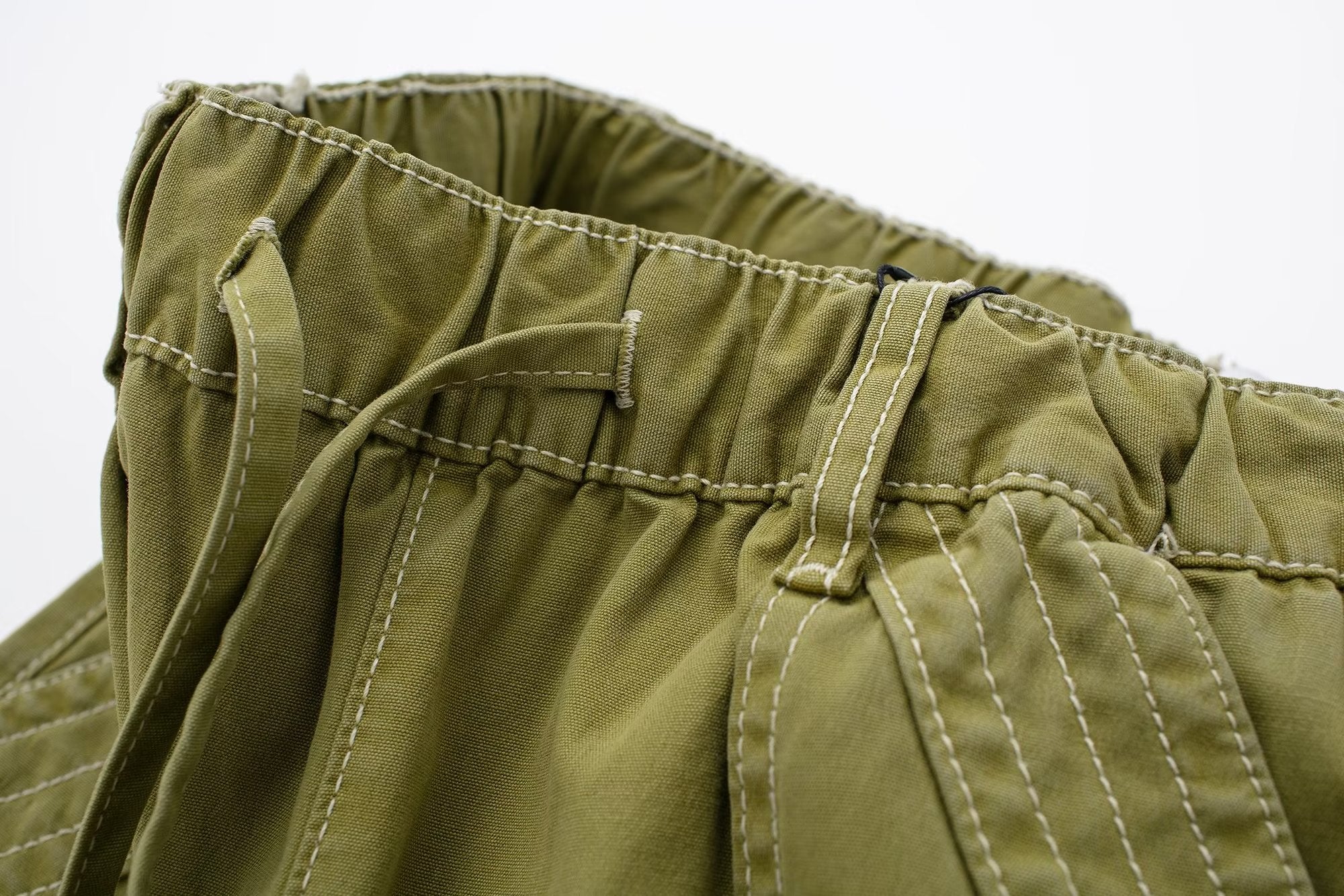 Multi Pocket High Waist Wide Leg Pants Drawstring Decoration Workwear Casual Pants