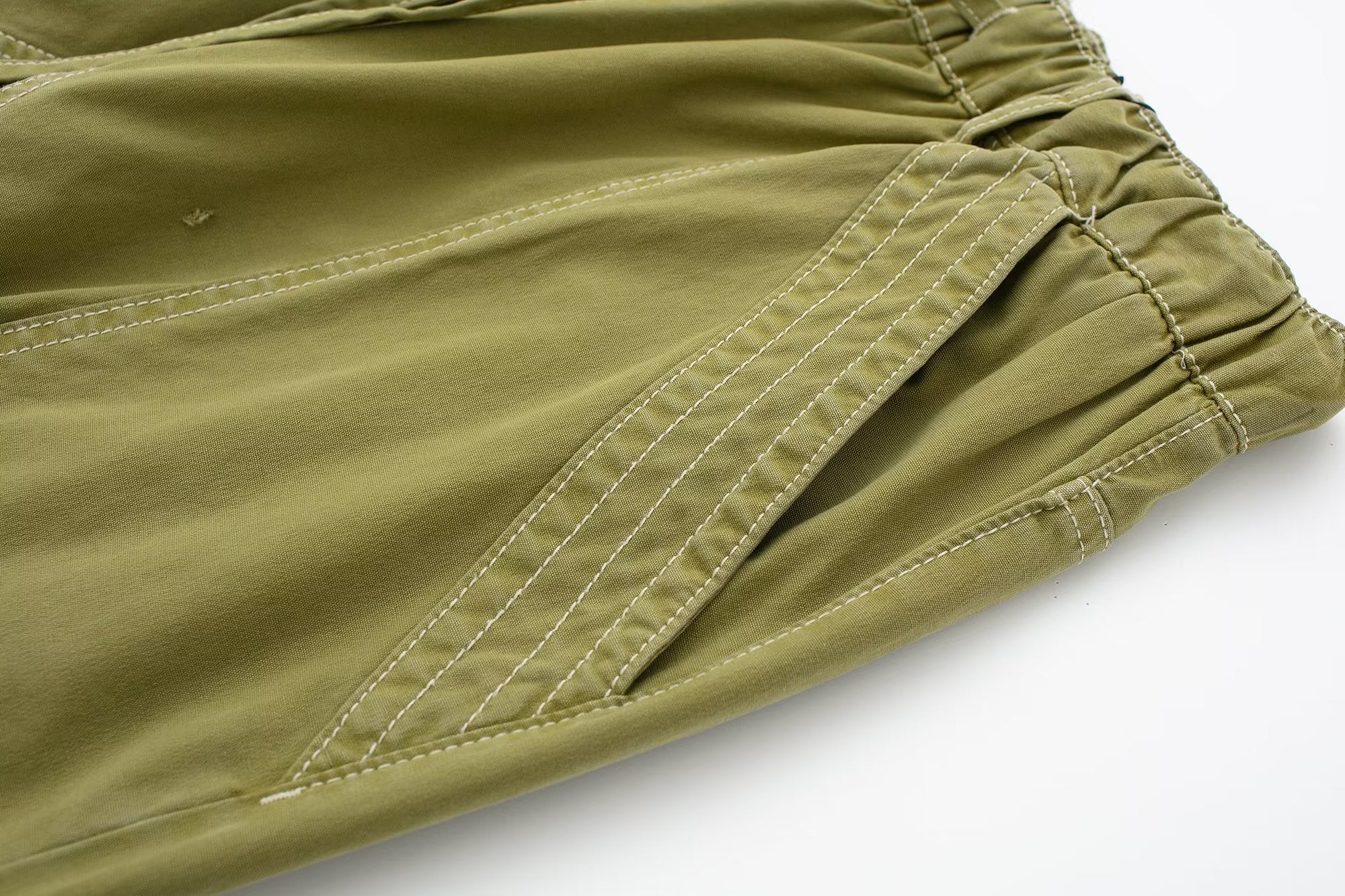 Multi Pocket High Waist Wide Leg Pants Drawstring Decoration Workwear Casual Pants