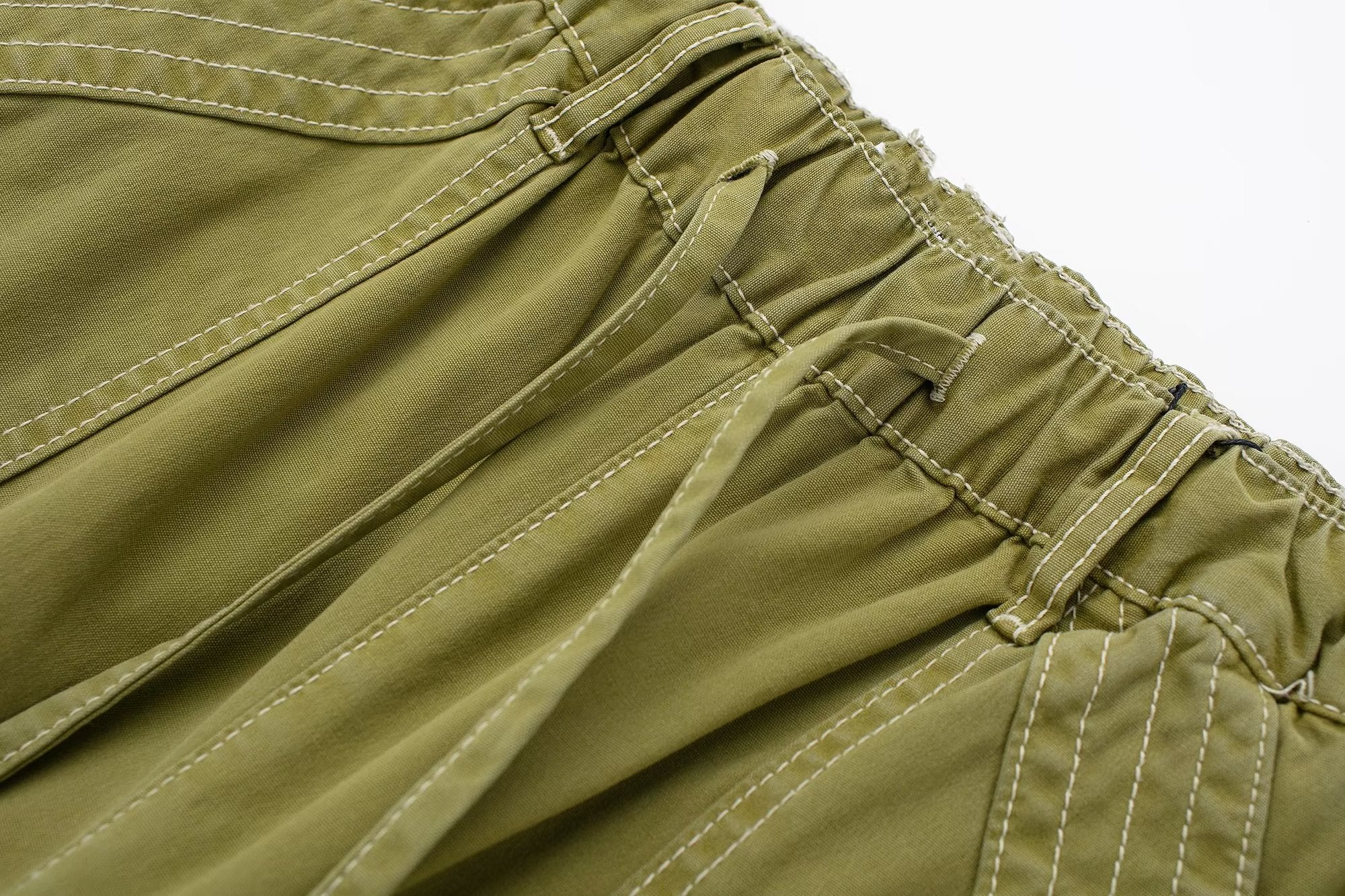 Multi Pocket High Waist Wide Leg Pants Drawstring Decoration Workwear Casual Pants