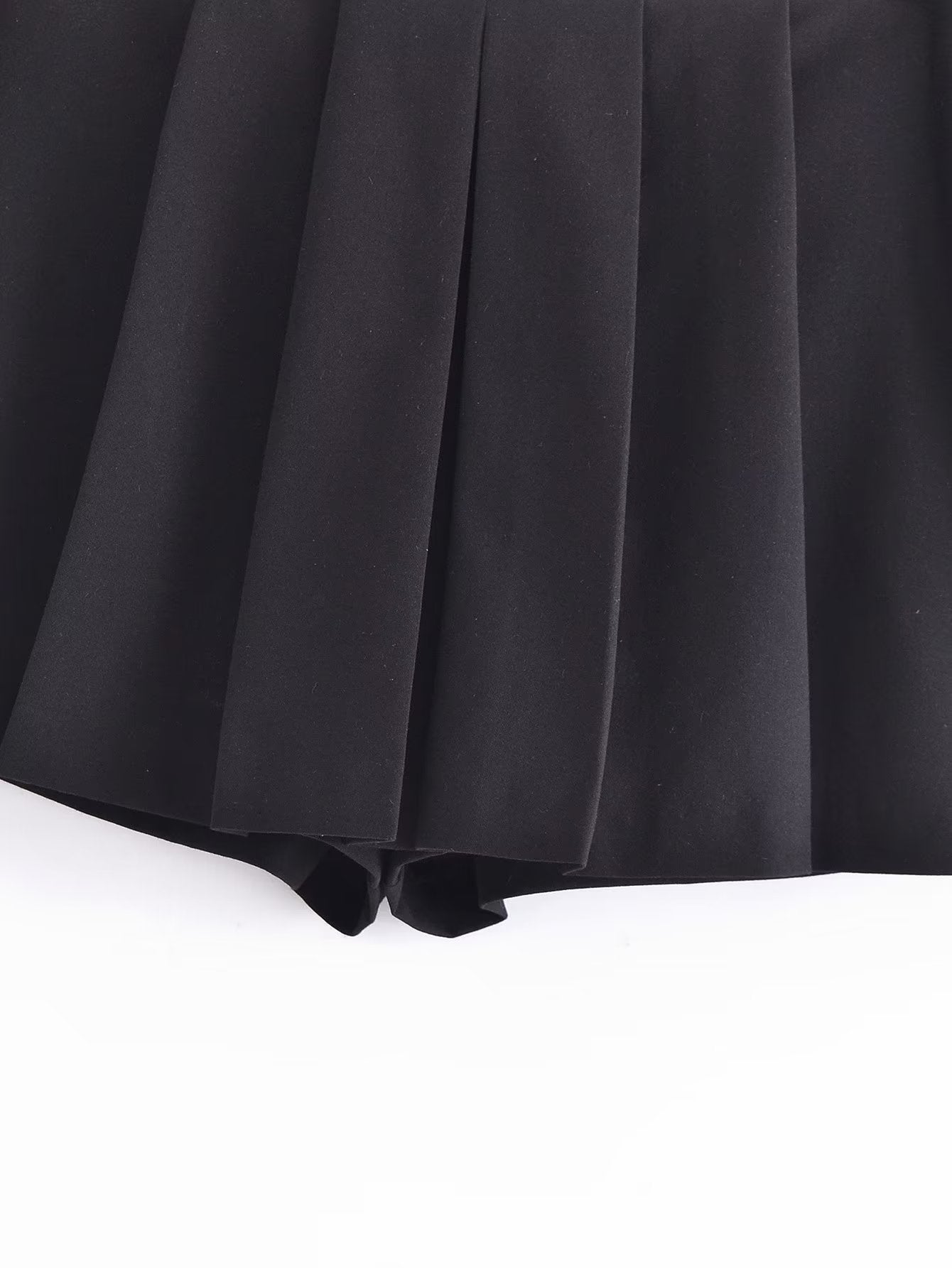 Wind Black Casual Wide Pleated Pantskirt