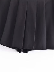 Wind Black Casual Wide Pleated Pantskirt