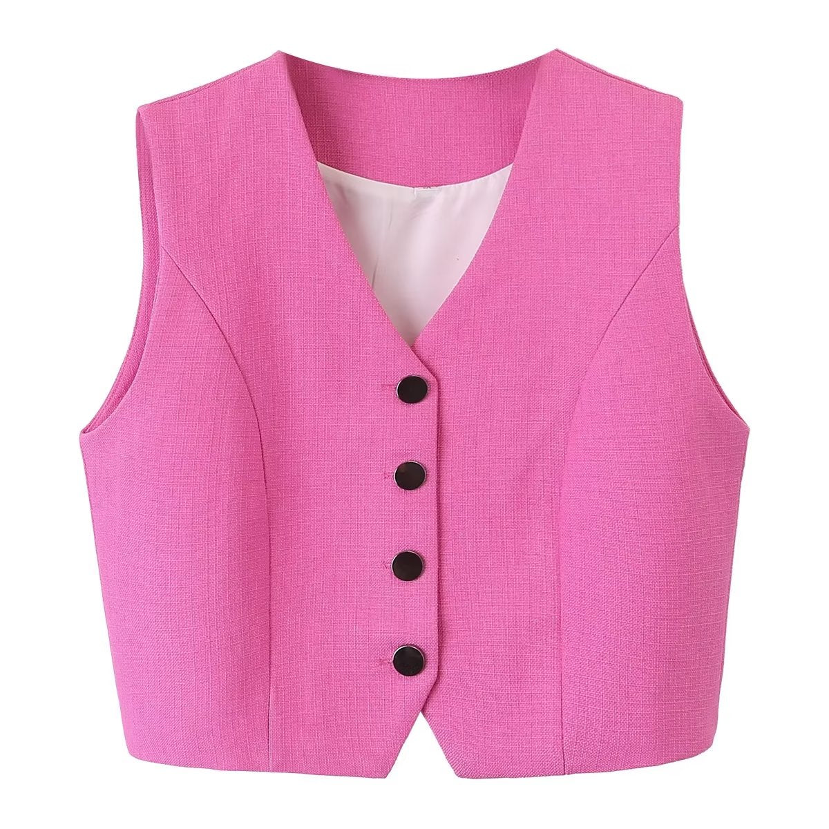 Solid Color V Neck Vest Vest