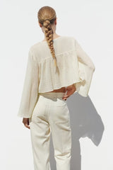 Laminated Decoration Tulle Transparent Shirt