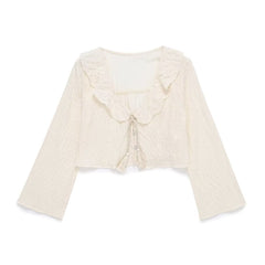 Laminated Decoration Tulle Transparent Shirt