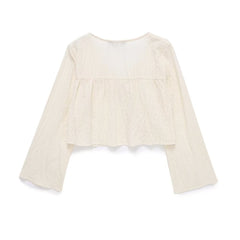 Laminated Decoration Tulle Transparent Shirt