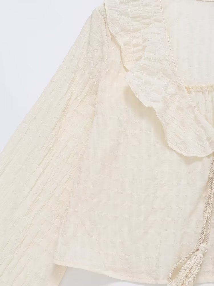 Laminated Decoration Tulle Transparent Shirt