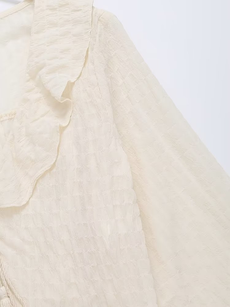 Laminated Decoration Tulle Transparent Shirt