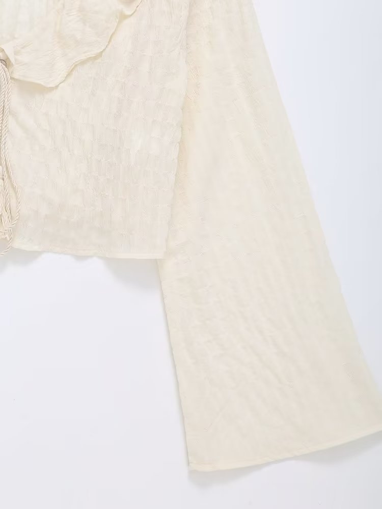 Laminated Decoration Tulle Transparent Shirt