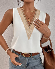 V Neck Sleeveless Simple Solid Color Vest