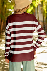 Gestreiftes Sweatshirt mit überschnittener Schulter und Seitenschlitz
