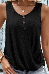 Tanktop mit dekorativem Knopfsaumdetail und Ösen