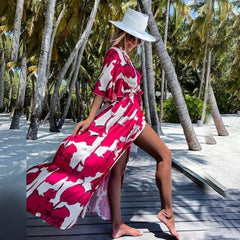 Beach Outerwar Casual Holiday Floral Print Beach Bikini Blouse Sun Protective Cardigan