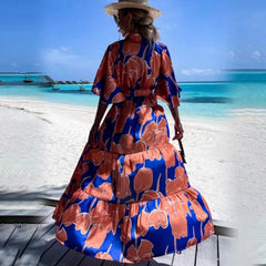 Beach Outerwar Casual Holiday Floral Print Beach Bikini Blouse Sun Protective Cardigan