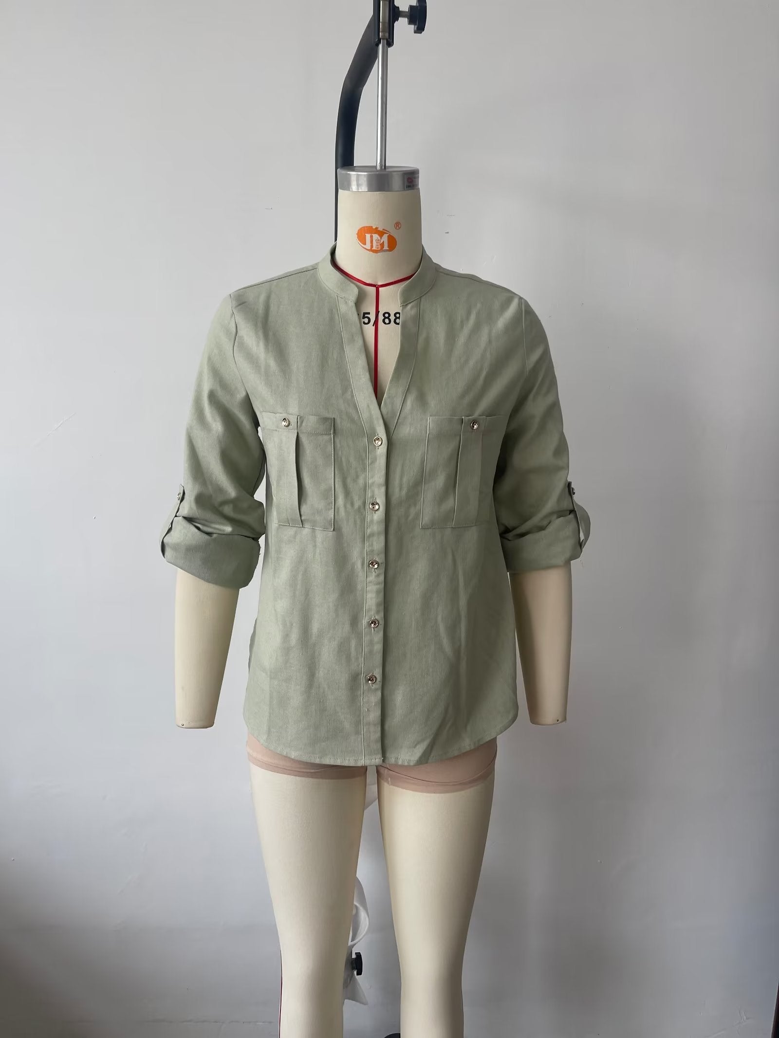Urban Casual Cotton Linen Pocket Long Sleeve Shirt