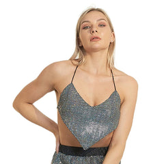 Gradient Sequin Vest Non Specification Tube Top Lace Up Love Wrapped Chest Performance