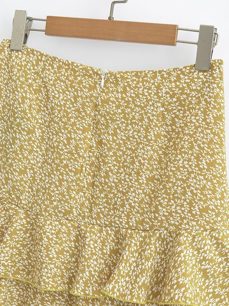 Pleated Skirt Ruffled Printed Dress Floral Skirt
