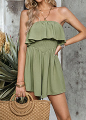 Solid Color Tube Top Jumpsuit Romper