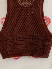 Knitted Vest Handmade Floral Vest