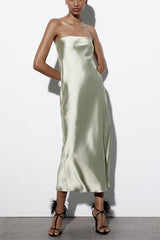 Urban Casual Silk Satin Texture Tube Dress
