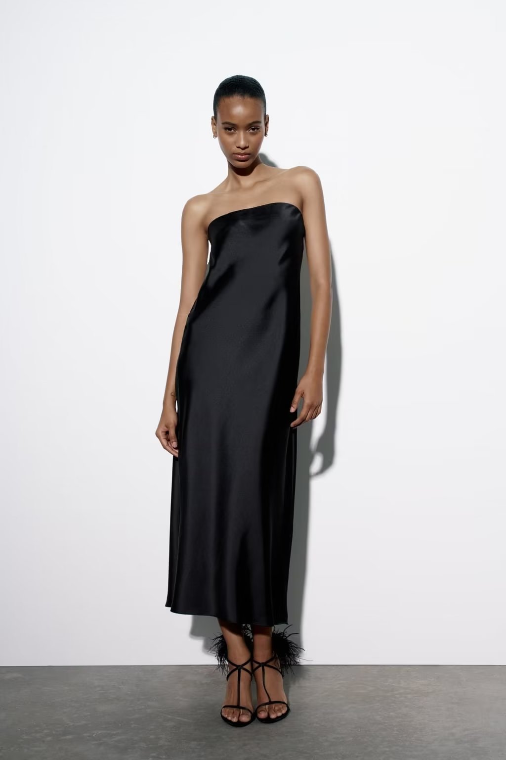 Urban Casual Silk Satin Texture Tube Dress