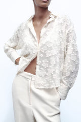 Long Sleeve Translucent Stitching Shirt
