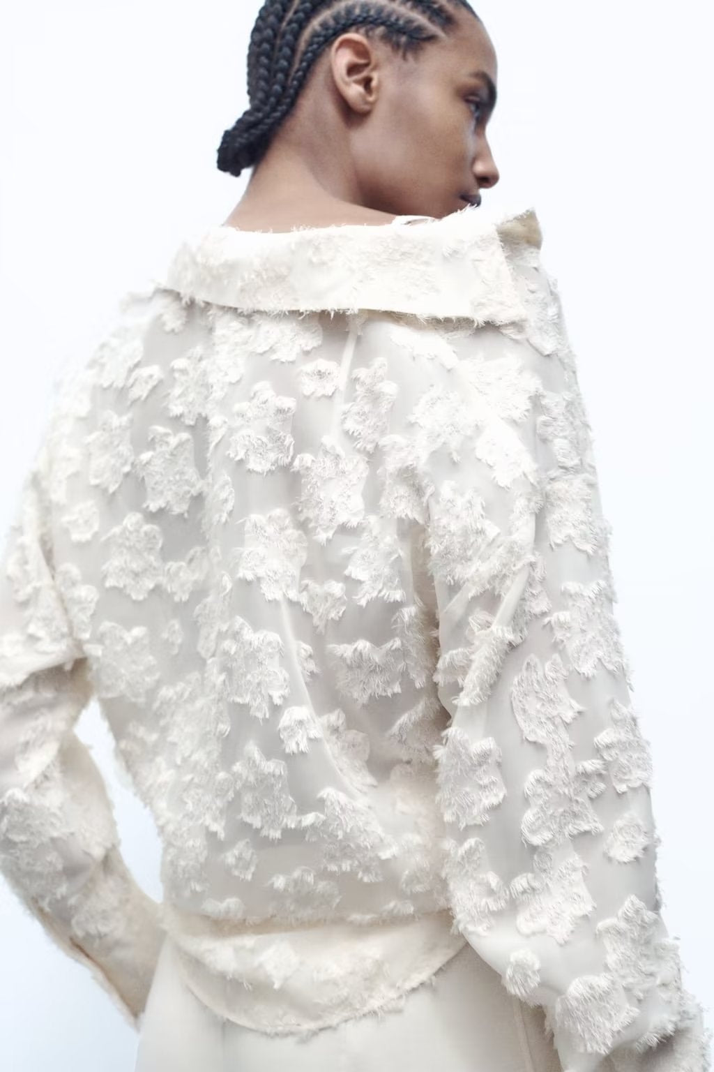 Long Sleeve Translucent Stitching Shirt