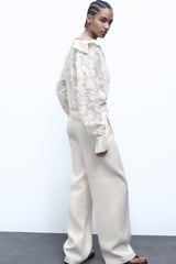 Long Sleeve Translucent Stitching Shirt