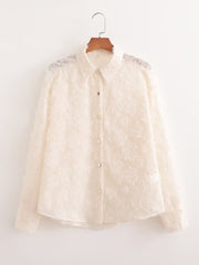 Long Sleeve Translucent Stitching Shirt