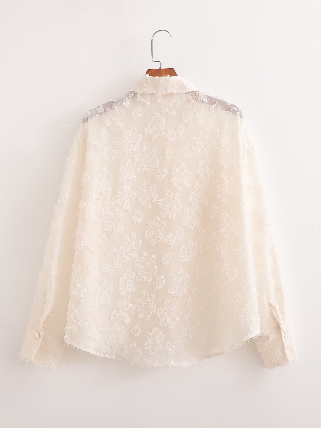 Long Sleeve Translucent Stitching Shirt
