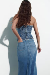 Haut en jean corset élastique