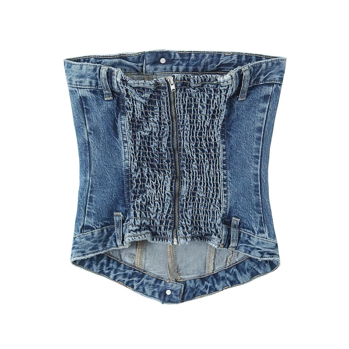 Haut en jean corset élastique