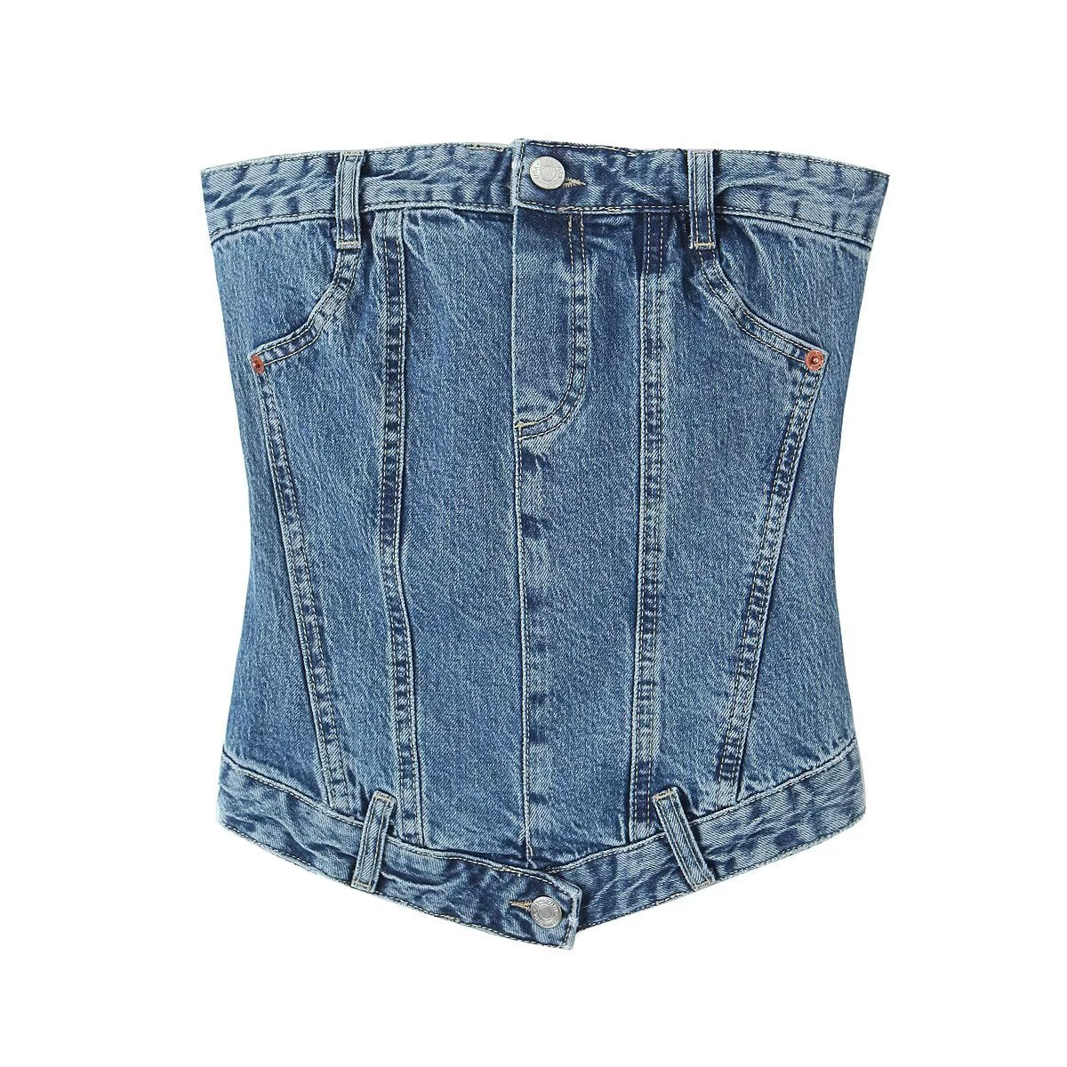 Haut en jean corset élastique