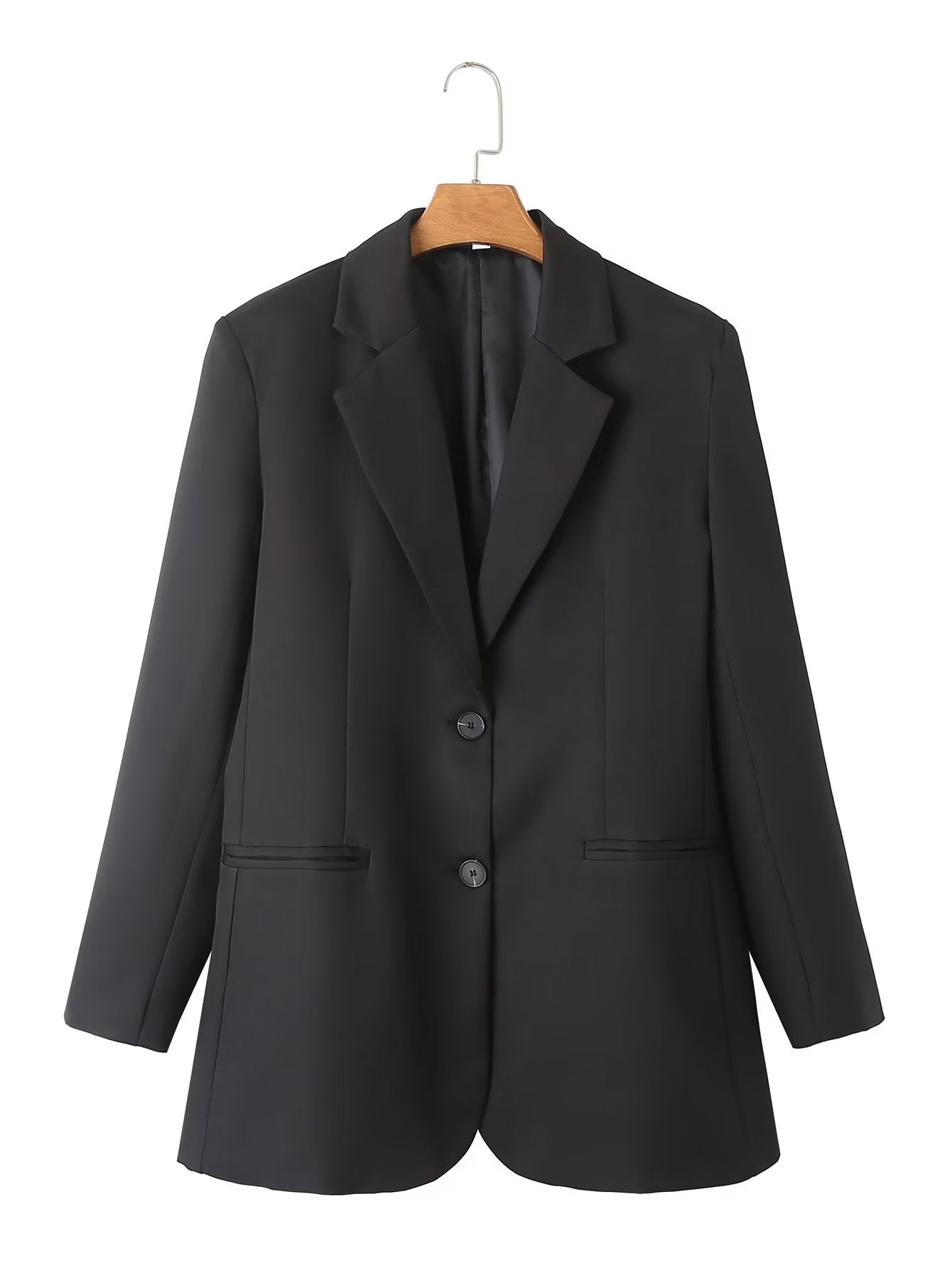 Tragen Sie einen geraden, lässigen Blazer mit geradem Bein und einer Hose