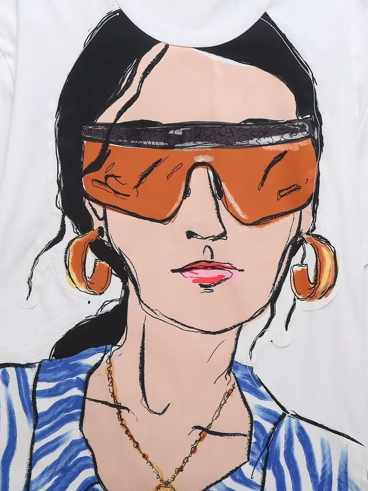 White Girl Printed Loose Short Sleeve T shirt