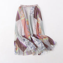 Retro Artistic Printed Skirt Mid Length Mesh